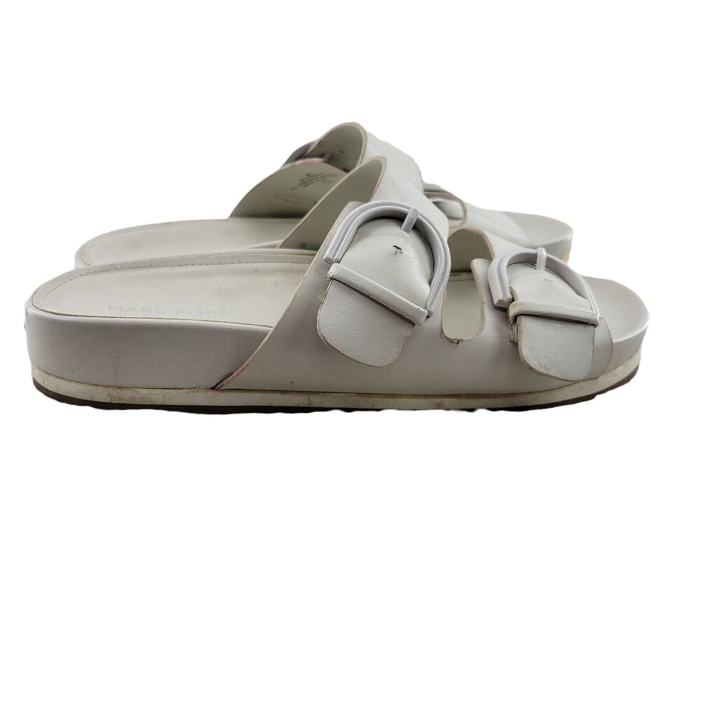 Marc Fisher Women's Kristane White Slip On Sandals Size 8 Buckles Adjustable - Picture 2 of 12
